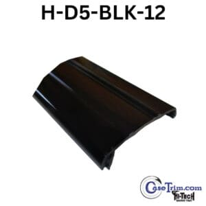 A black plastic piece of material with the words " h-d 5 blk 1 2 ".