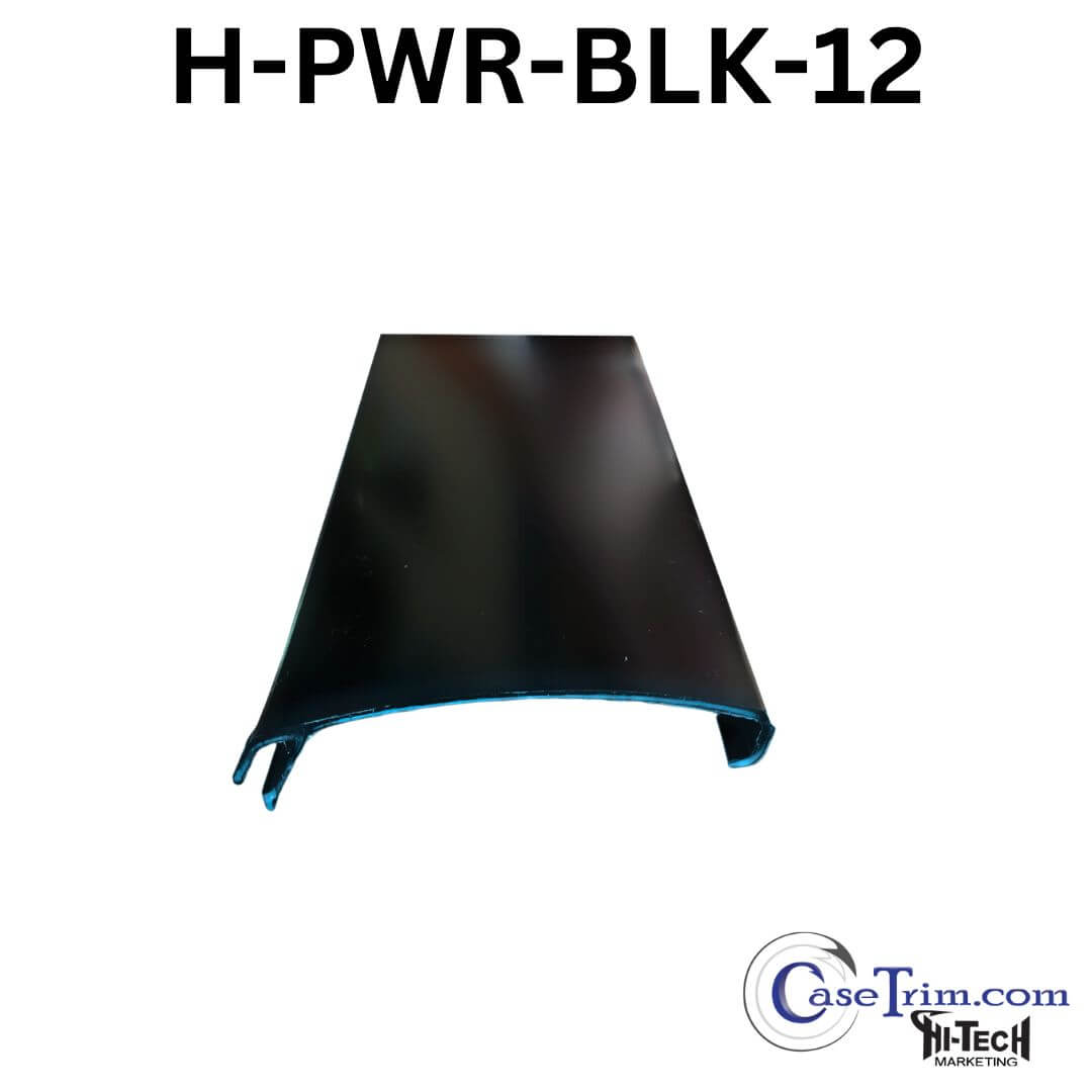 A black plastic strip with the words " h-pwr blk 1 2 ".